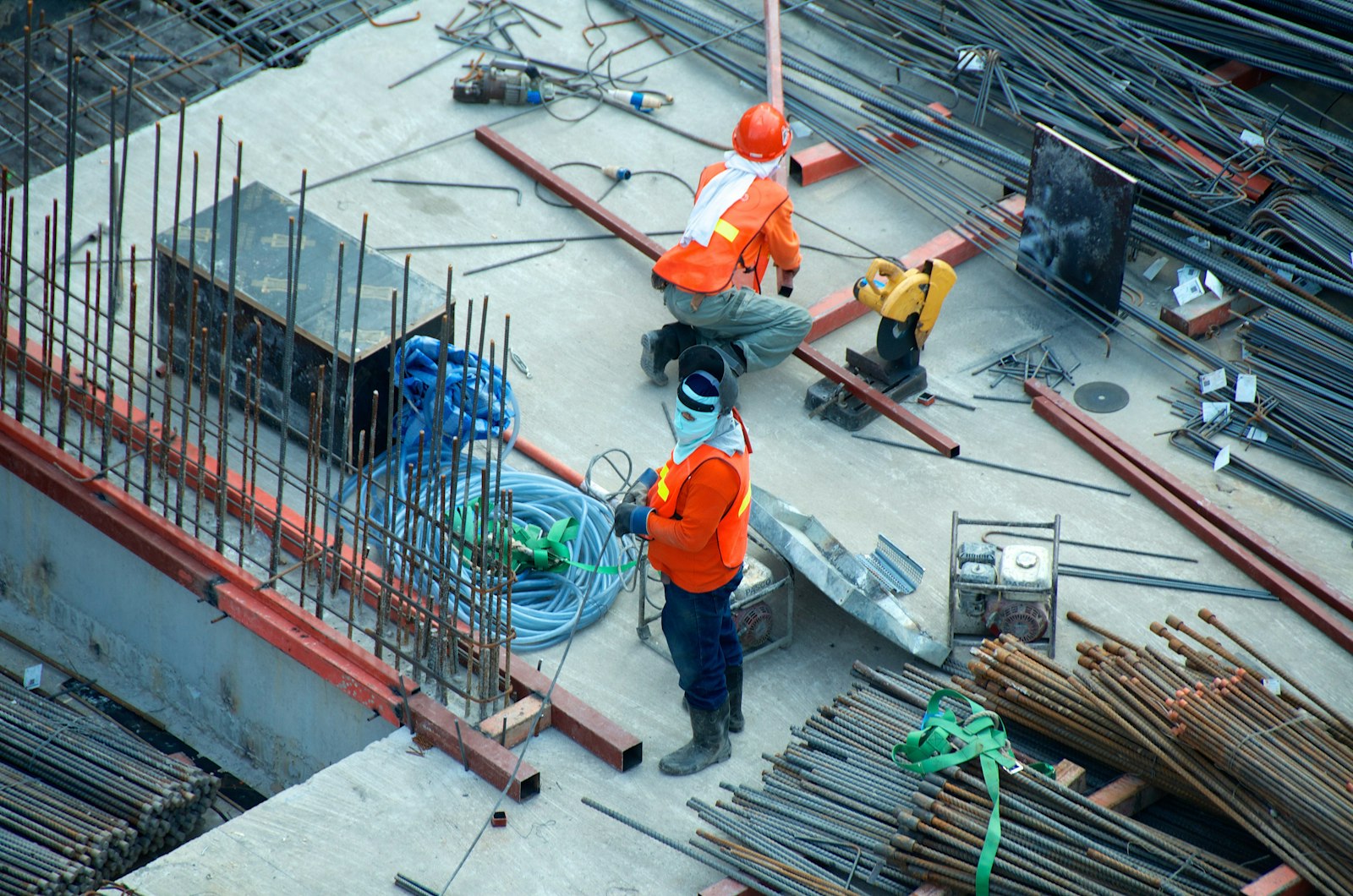 Construction site steel frame